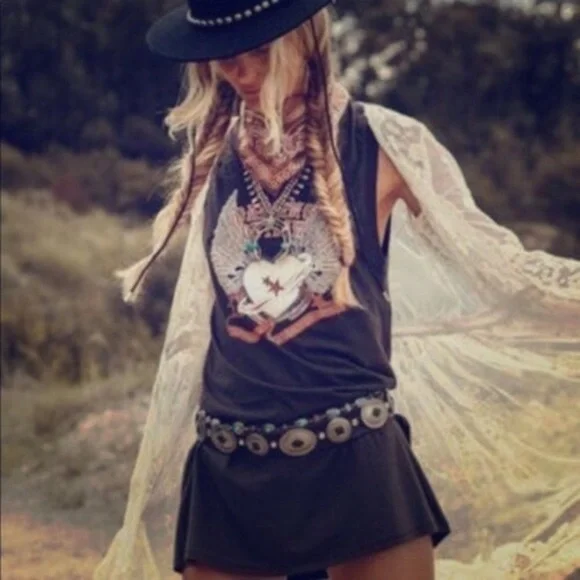 Dancing Outlaw Fitted Boho Mini Shirt Dress NWT - Picture 5 of 12